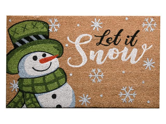 COIR DOOR MAT (SNOWMAN - LET IT SNOW - WITH GLITTER)