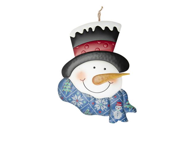 METAL WALL HANGER (SNOWMAN WITH SNOWFLAKE SCARF)