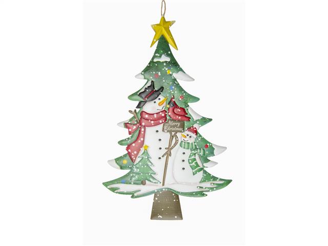 METAL WALL HANGER (TREE WITH SNOWMAN - MERRY CHRISTMAS)