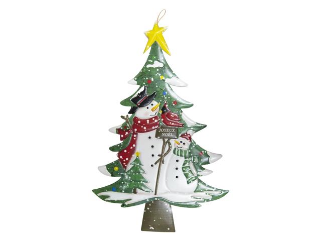 METAL WALL HANGER (TREE WITH SNOWMAN - JOYEUX NOEL)