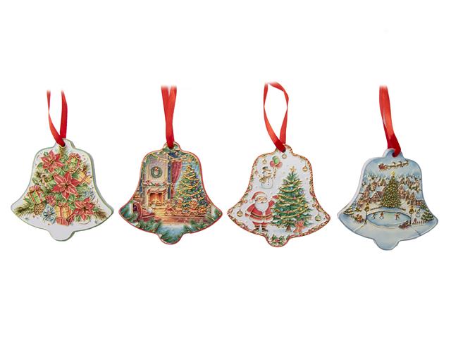 SHAPED CERAMIC ORNAMENT WITH GOLD FOIL (BELL) (ASSTD)