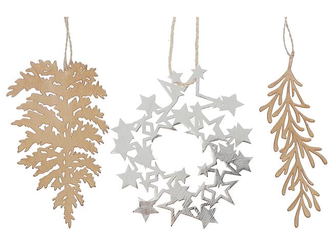 METAL HANGING ORNAMENT (FERN LEAF/ STARS/ SPRIG) (ASSTD)