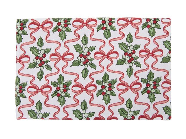 COTTON PLACEMAT (HOLLY & BOWS)