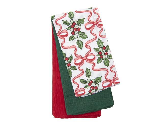 KITCHEN TOWEL (SET OF 3 PCS) (HOLLY & BOWS)