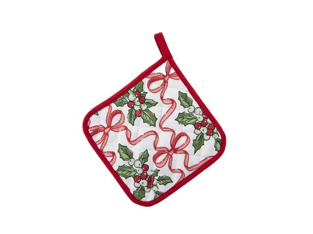 COTTON POT HOLDER (HOLLY & BOWS)