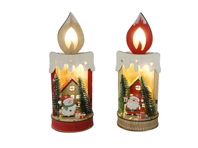 LED WOODEN CANDLE DECOR (SANTA / SNOWMAN) (ASSTD)