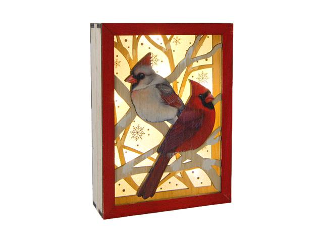 LED WOODEN RECT. FRAMED TABLE DECOR (CARDINAL)