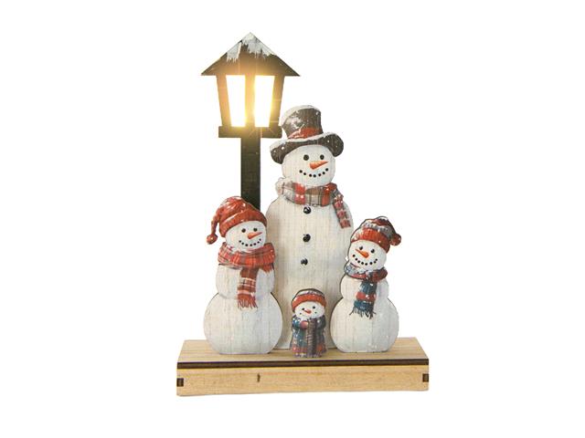 LED WOODEN SNOWMAN FAMILY DECOR