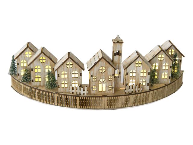 LED WOODEN CURVED ALPINE VILLAGE DECOR