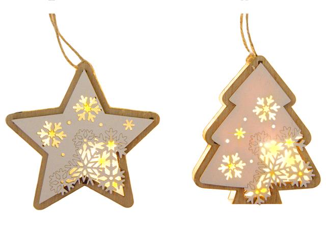 LED WOODEN ORNAMENT (TREE / STAR) (ASSTD)