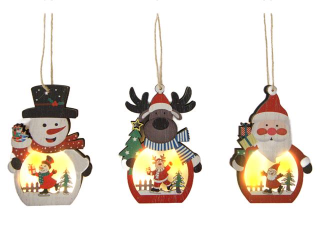 LED WOODEN ORNAMENT (ICE SKATING) (ASSTD)