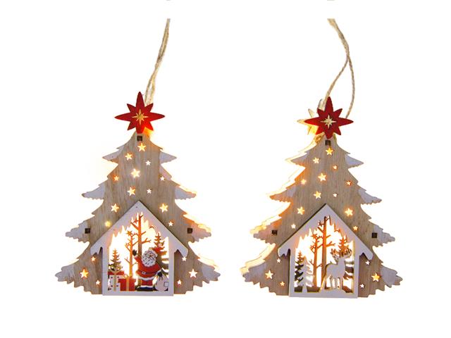 LED WOODEN ORNAMENT (TREE - REINDEER / SANTA) (ASSTD)