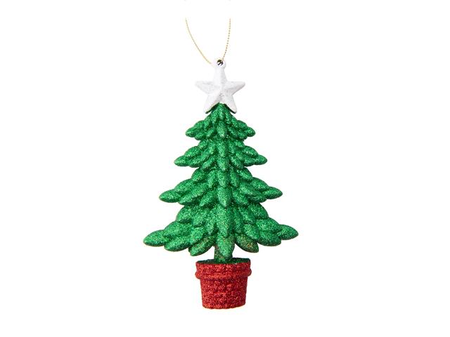 RED AND GREEN GLITTERED ORNAMENT (TREE)