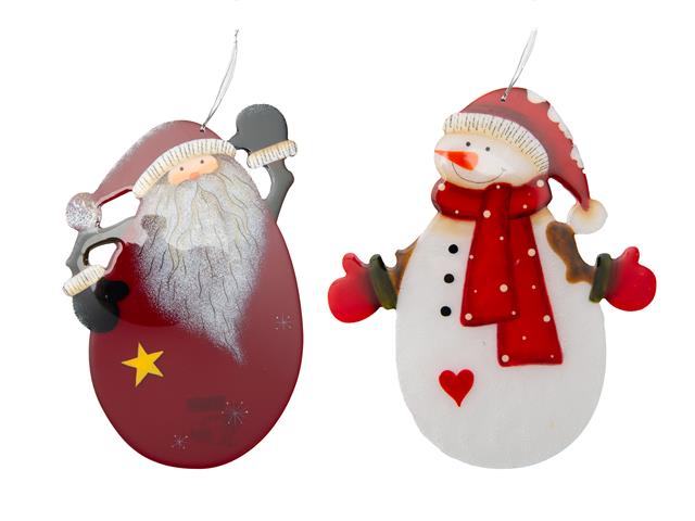 SHAPED ACRYLIC HANGER (SANTA & SNOWMAN) (ASSTD)
