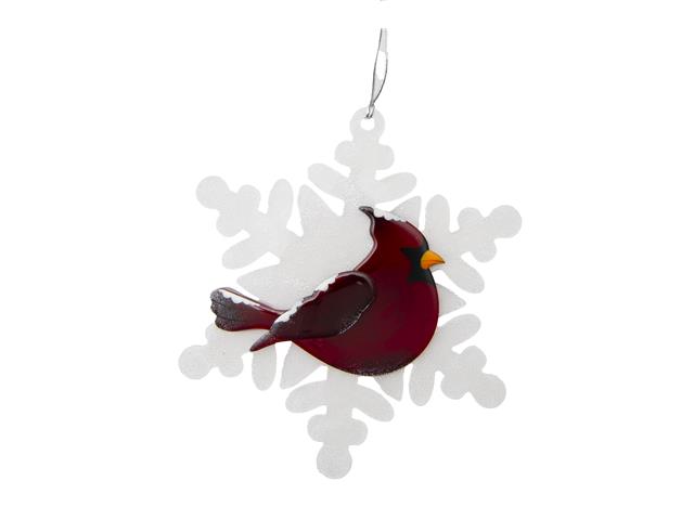 SNOWFLAKE ACRYLIC HANGER (CARDINAL)