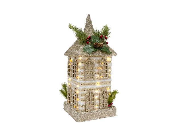LED SILVER TINSEL 3D TOWNHOUSE WITH TIMER