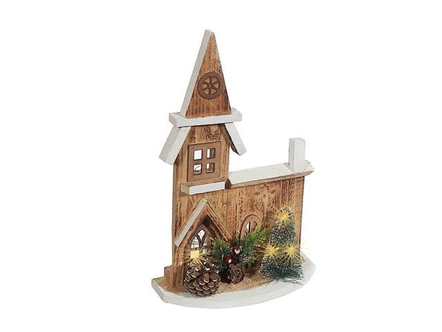 LED NATURAL WOODEN CHURCH(WITH TIMER)