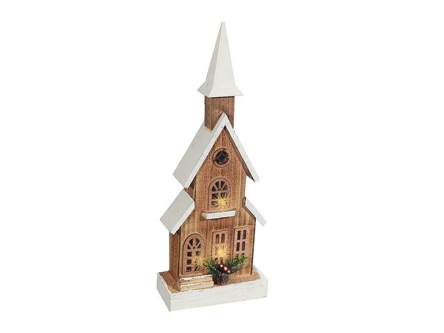 LED NATURAL WOODEN CHURCH(WITH TIMER)