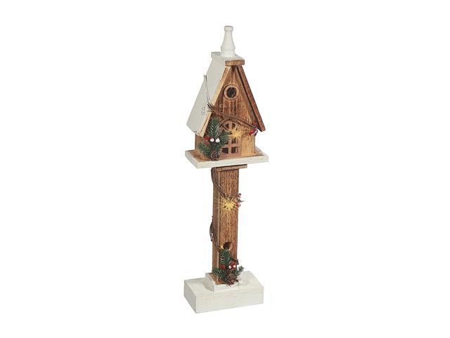 LED NATURAL WOODEN BIRDHOUSE POST(WITH TIMER)