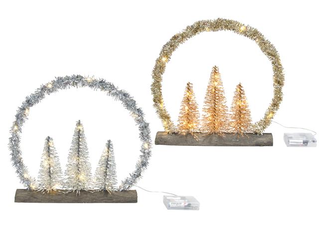 LED TINSEL ARCH TREE TABLE DECOR (WITH TIMER) (ASSTD)