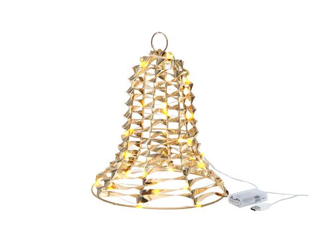 LED GOLD TINSEL BELL (WITH TIMER)
