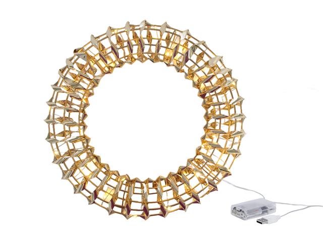LED GOLD TINSEL WREATH (WITH TIMER)