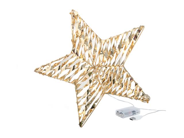 LED GOLD TINSEL STAR (WITH TIMER)