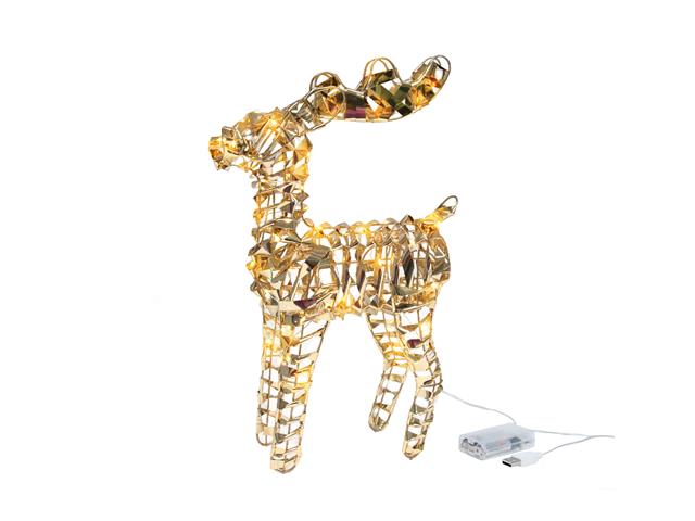 LED GOLD TINSEL REINDEER (WITH TIMER)