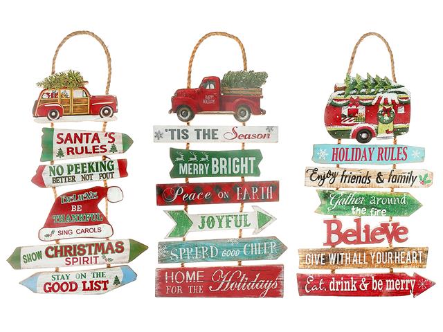 Hanging Irregular Shaped Christmas Wood Signs Asstd Ih Casadecor