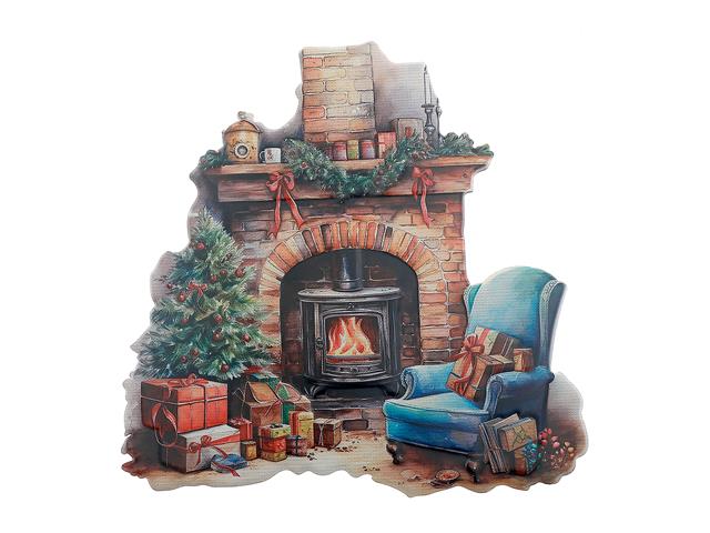 EMBOSSED METAL SIGN (HOLIDAY FIREPLACE)