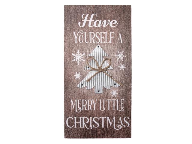 MDF WALL SIGN WITH GALAVANIZED TREE (MERRY LITTLE CHRISTMAS)