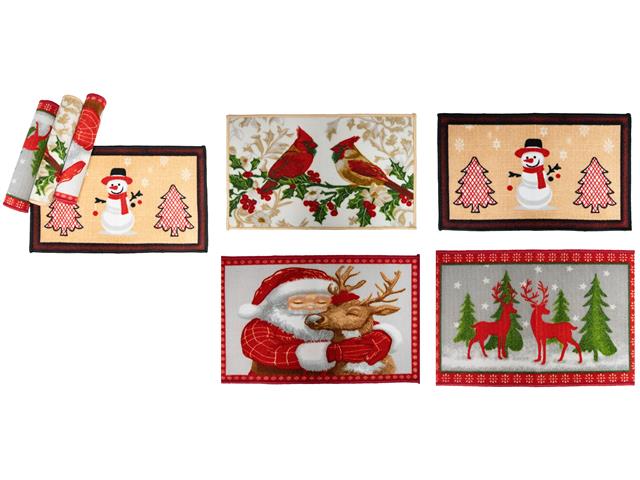CHRISTMAS NYLON PRINTED DOOR MAT (ASSTD) (18 X 30)