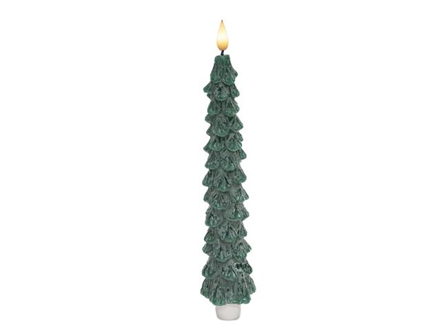 LED WAX TAPERED BOXED CANDLE W/ TIMER (DARK GREEN) (2 PC)