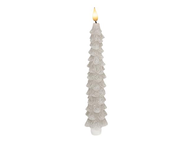 LED WAX TAPERED BOXED CANDLE W/ TIMER (GREY) (2 PC)