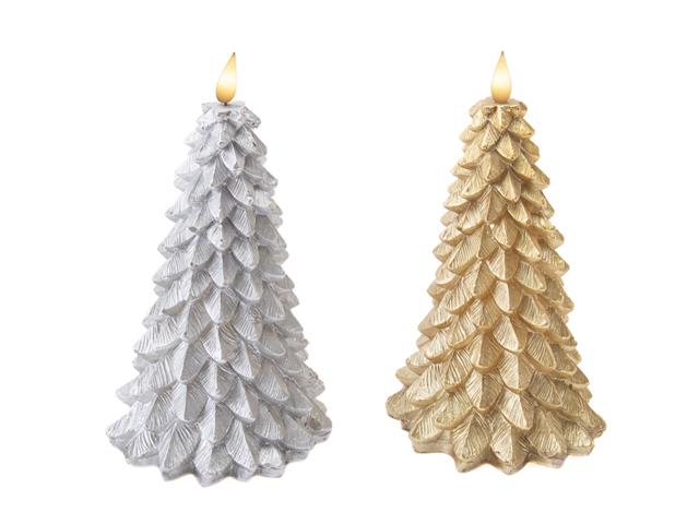 LED WAX SPARKLE TREE CANDLE (LARGE) (ASSTD)