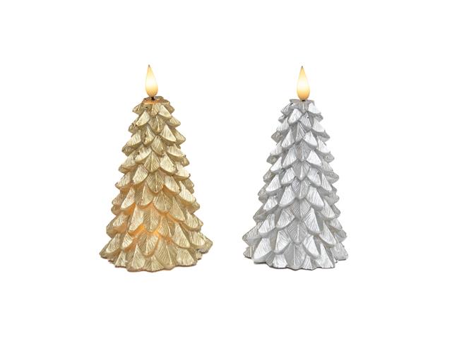 LED WAX SPARKLE TREE CANDLE (SMALL) (ASSTD)