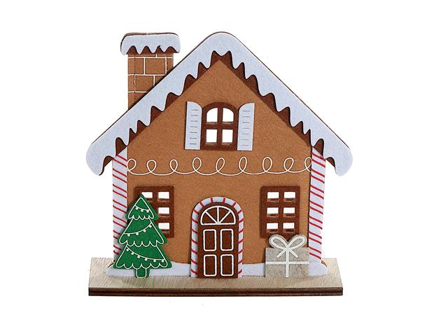 FELT GINGERBREAD HOUSE ON WOODEN BASE