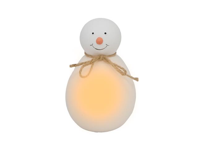 LED PORCELAIN SNOWMAN FIGURINE WITH TWINE