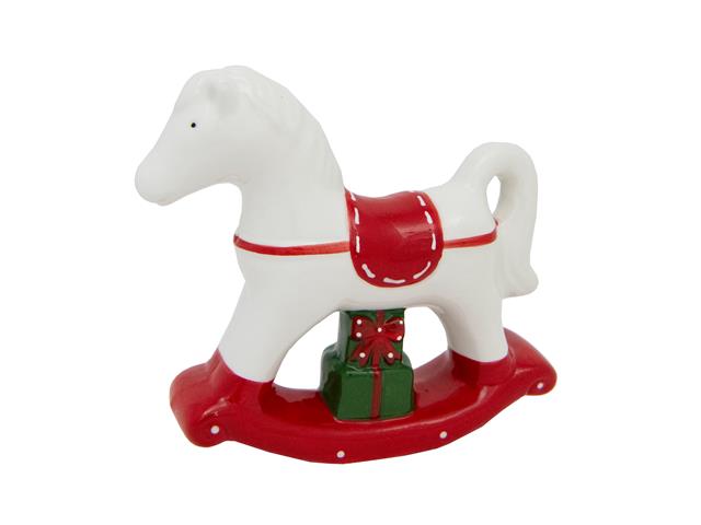 PORCELAIN ROCKING HORSE WITH PRESENTS