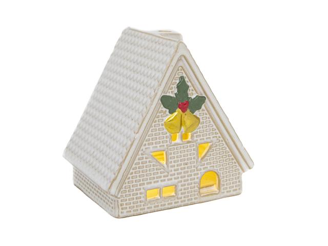 LED PORCELAIN CHALET WITH BELLS DECOR