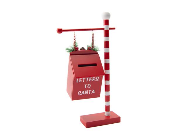 WOODEN HANGING LETTERS TO SANTA MAILBOX ON STAND