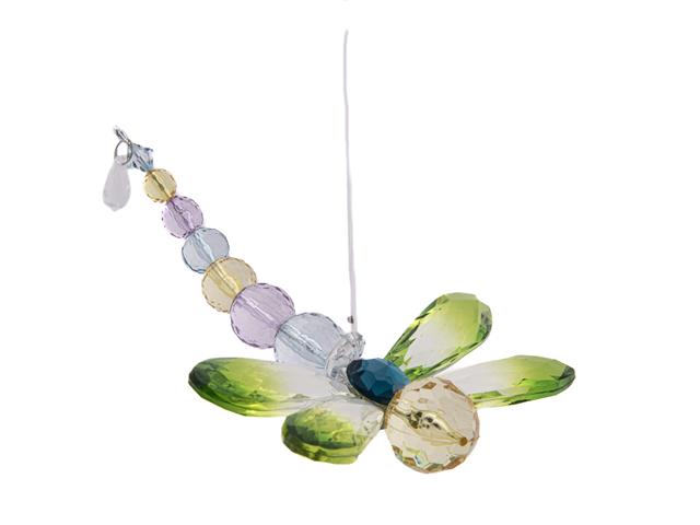 ACRYLIC CRYSTAL ORNAMENT (DRAGONFLY) (GREEN & YELLOW)