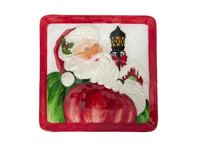 SQUARE GLASS PLATE (SANTA)