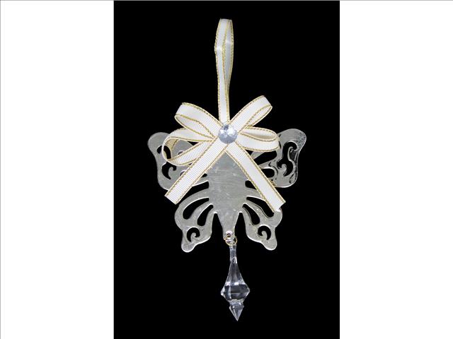 GOLD METAL ORNAMENT WITH CRYSTAL DROP (BUTTERFLY)