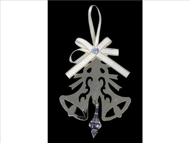 GOLD METAL ORNAMENT WITH CRYSTAL DROP (DOUBLE BELLS)