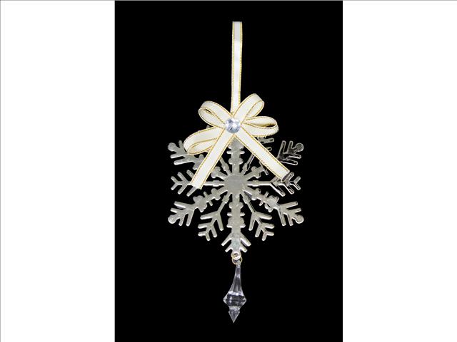 GOLD METAL ORNAMENT WITH CRYSTAL DROP (SNOWFLAKE)