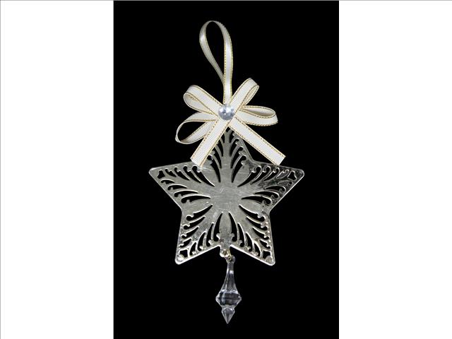 GOLD METAL ORNAMENT WITH CRYSTAL DROP (STAR)