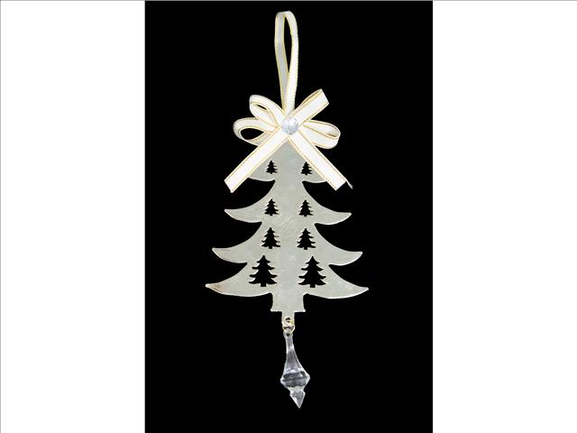 GOLD METAL ORNAMENT WITH CRYSTAL DROP (TREE)