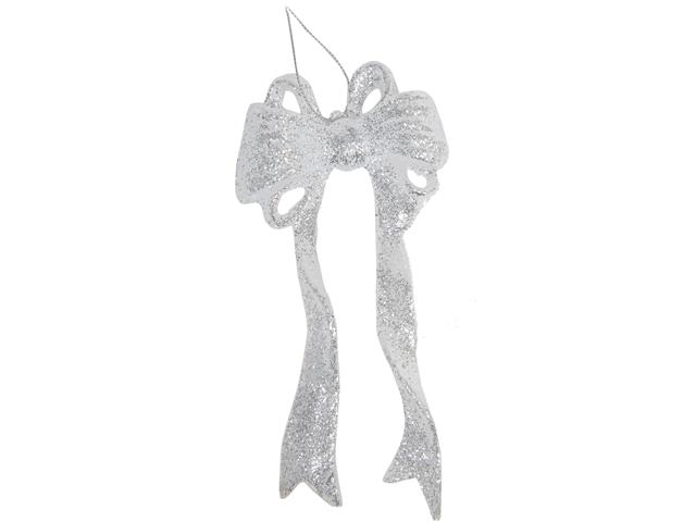 SILVER GLITTER ORNAMENT (BOW)