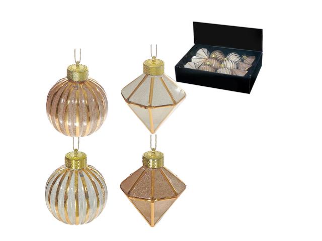 GLITTER DIAMOND AND BALL ORNAMENT (ASSTD) (12/DISP)